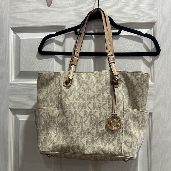 Michael Kors Handbags - Michael Kors Cream and Tan Logo Tote